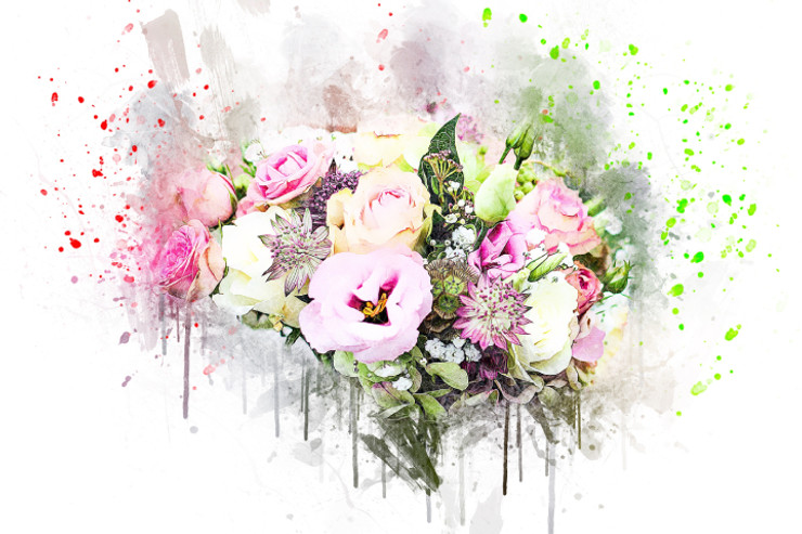 Flowers Bouquet 8 (PRT_7809_70256) - Canvas Art Print - 26in X 17in