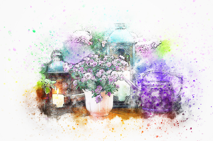 Flowers Balcony (PRT_7809_70245) - Canvas Art Print - 26in X 17in