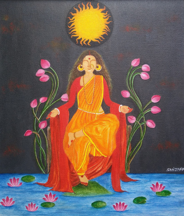 Devi (ART_8714_70487) - Handpainted Art Painting - 10in X 12in