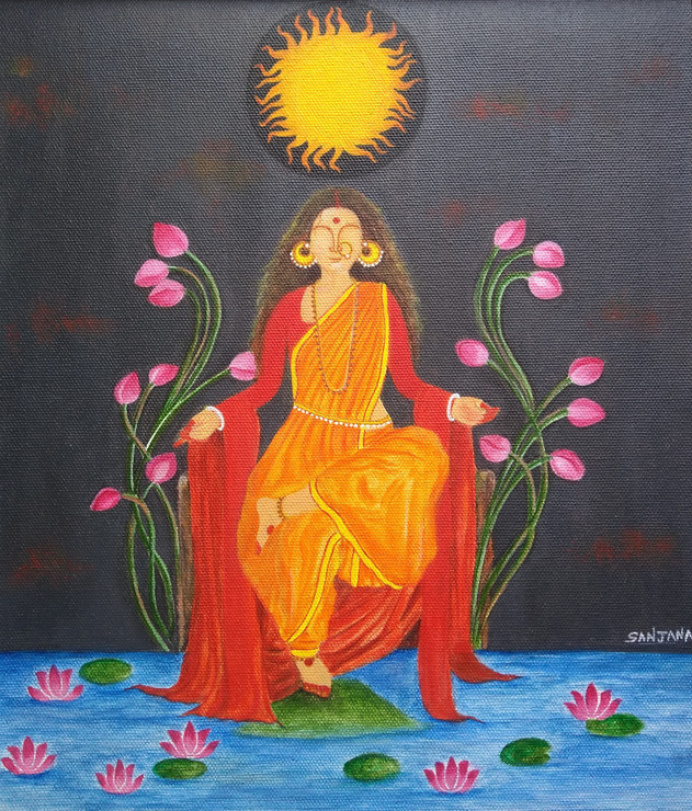 Shakti (ART_8714_70487) - Handpainted Art Painting - 10in X 12in