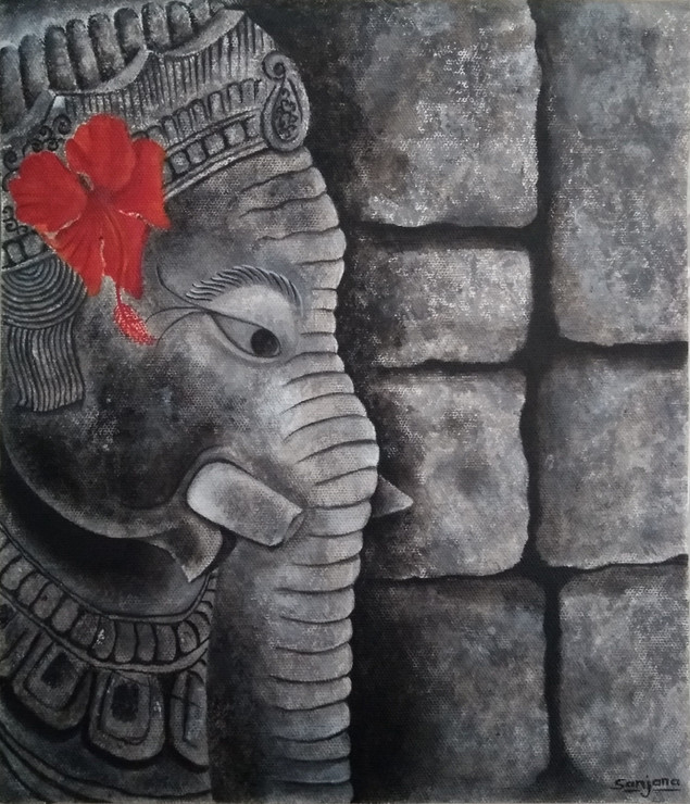 God of new beginnings. (ART_8714_68813) - Handpainted Art Painting - 10in X 12in