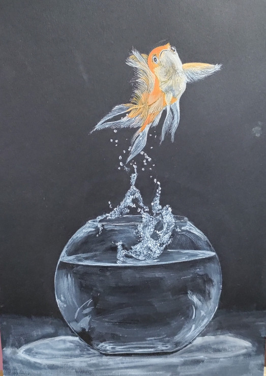 Fish (ART_8823_70551) - Handpainted Art Painting - 12in X 16in