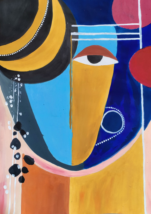 Modern Abstract Figure (ART_8805_70704) - Handpainted Art Painting - 16in X 23in