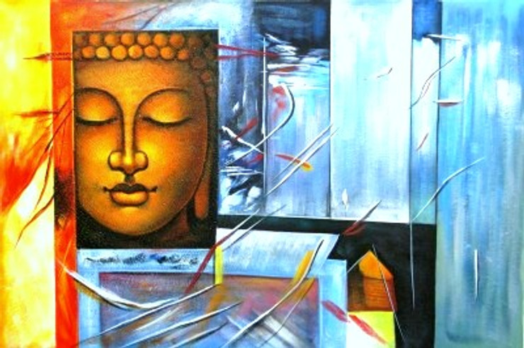 Apo - The Water - 36in X 24in,RAJEAR23_3624,Acrylic Colors,Buddha,Buddhism,Meditation,Peace  - Buy Paintings online in India