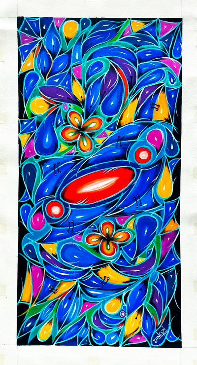 Floral  design 02 (ART_8203_62373) - Handpainted Art Painting - 14in X 28in
