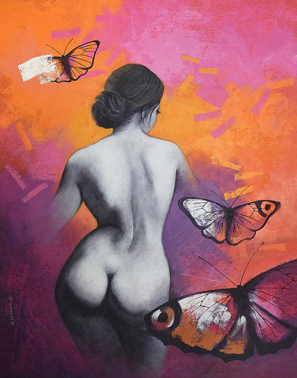 Freedom Of Beauty_32 (ART_5796_71010) - Handpainted Art Painting - 38in X 48in