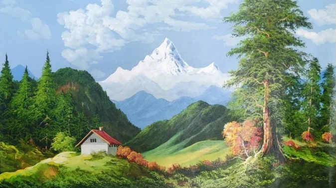 LANDSCAPE SCENERY PAINTING (ART_3319_71086) - Handpainted Art Painting - 48in X 24in