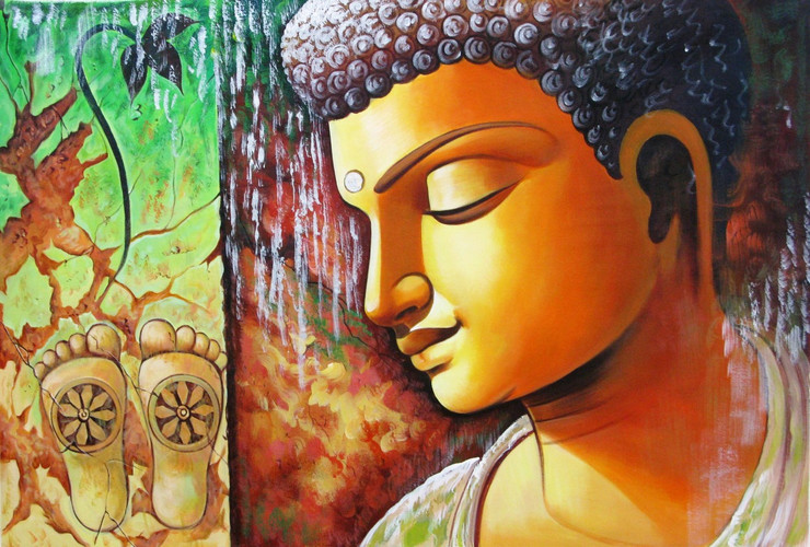 Karuna - The Compassion - 36in X 24in,RAJEAR27_3624,Acrylic Colors,Buddha,Buddhism,Meditation,Peace  - Buy Paintings online in India