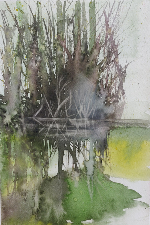 Reflections (ART_8841_71105) - Handpainted Art Painting - 10in X 7in