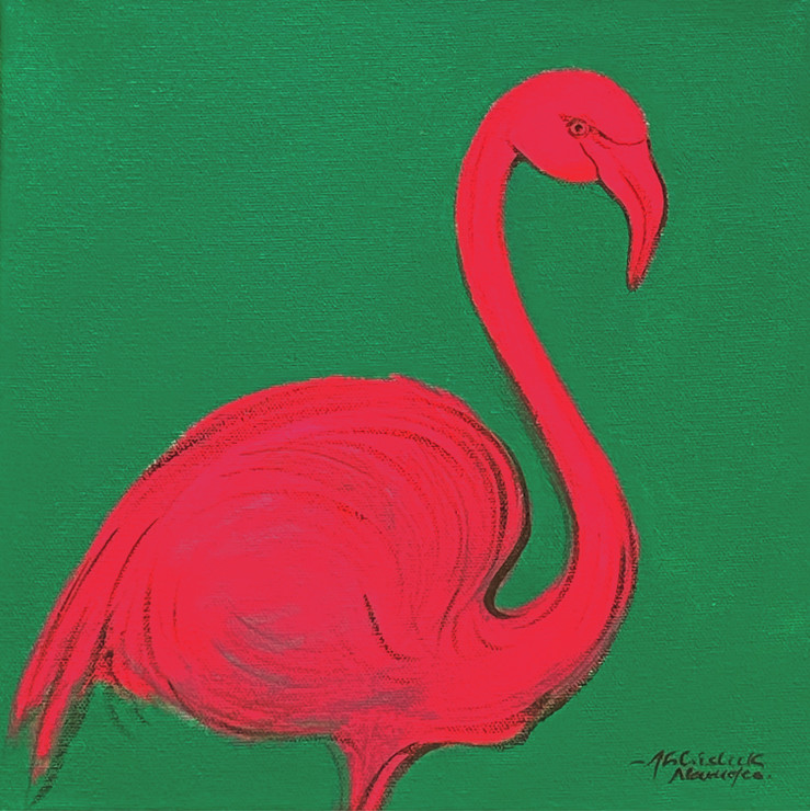 Flamingo (ART_3512_71129) - Handpainted Art Painting - 10in X 10in