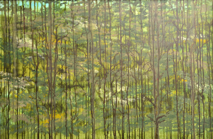 Green Woods (ART_8858_71123) - Handpainted Art Painting - 36in X 24in