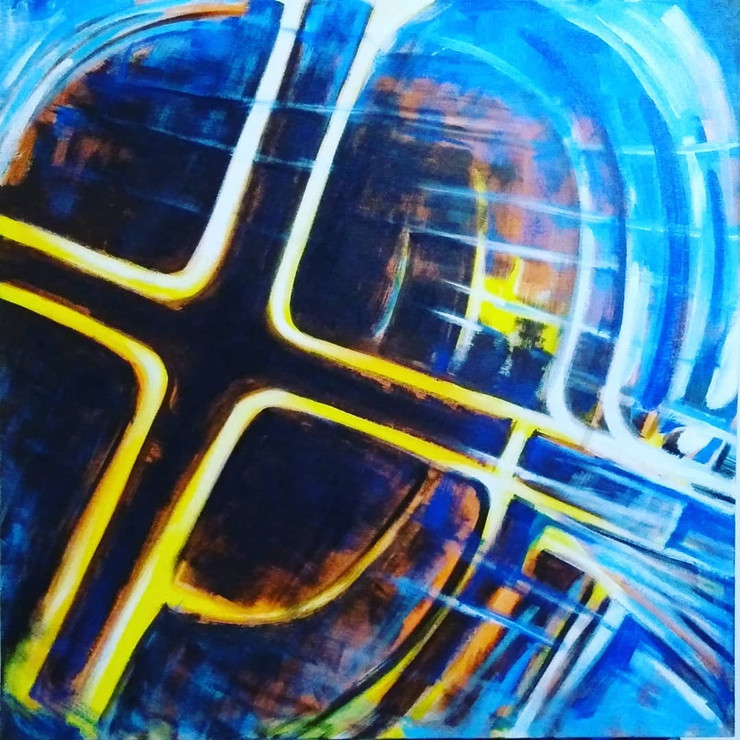 Road to infinity  (ART_8872_71334) - Handpainted Art Painting - 36in X 36in