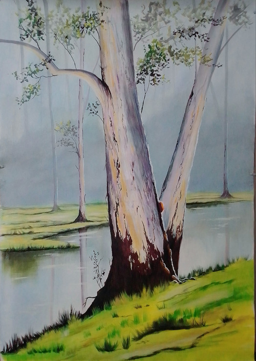 Texture Of Tree Bark (ART_5868_71280) - Handpainted Art Painting - 50in X 35in