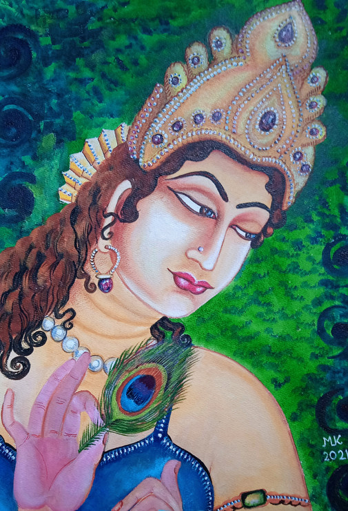 Radhika (ART_8875_71394) - Handpainted Art Painting - 15in X 20in