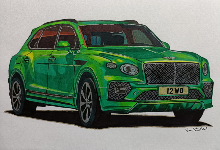 Bentley Bentayga 3D  (ART_8874_71374) - Handpainted Art Painting - 8in X 5in