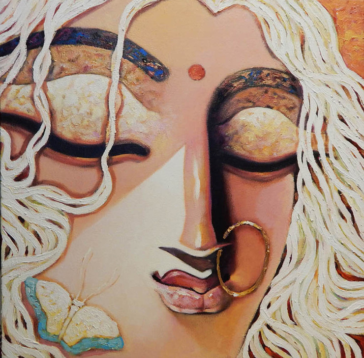 GRACIOUS - III (ART_1469_71494) - Handpainted Art Painting - 24in X 24in