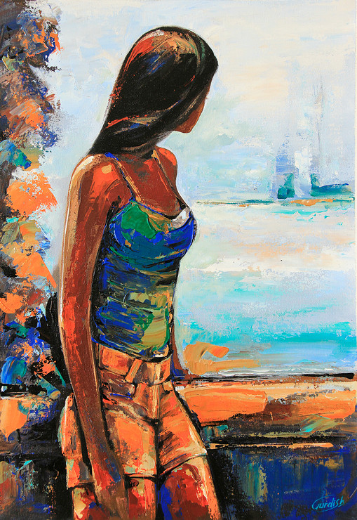 Evening Painting -ANYWHERE   (ART_2571_36890) - Handpainted Art Painting - 18in X 26in