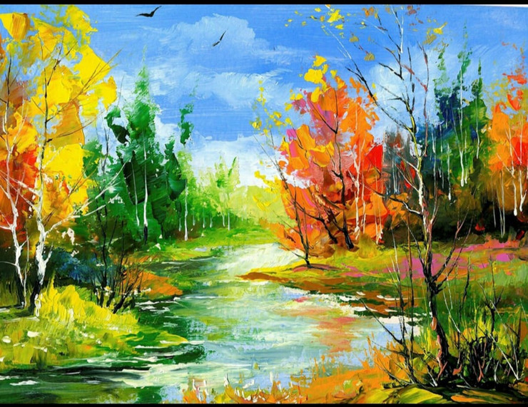 Landscape painting  (ART_6706_71595) - Handpainted Art Painting - 36in X 24in