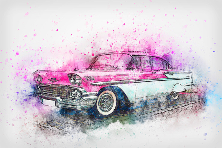 Car Chevrolet Oldtimer  (PRT_7809_71563) - Canvas Art Print - 26in X 17in