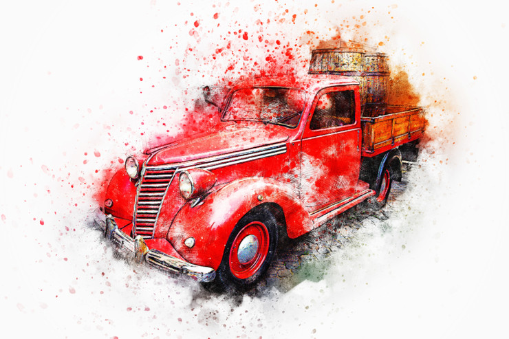 Car Old  (PRT_7809_71544) - Canvas Art Print - 26in X 17in