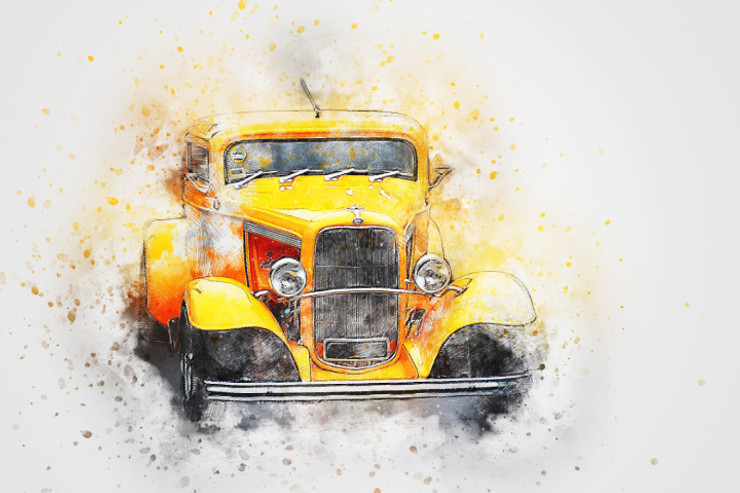 Car Old  (PRT_7809_71542) - Canvas Art Print - 26in X 17in