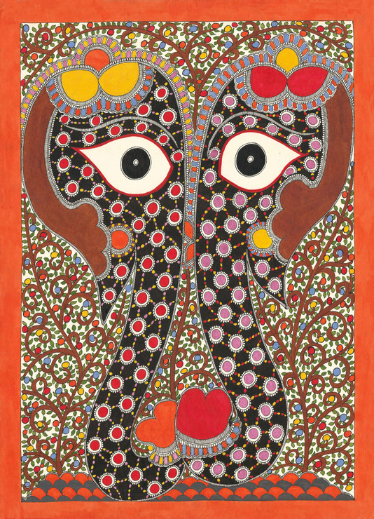 Madhubani Painting-Elephants (ART_8883_71525) - Handpainted Art Painting - 22in X 30in