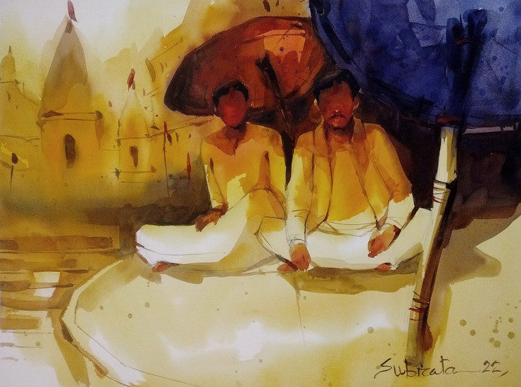 Benaras (ART_8170_71710) - Handpainted Art Painting - 28in X 21in