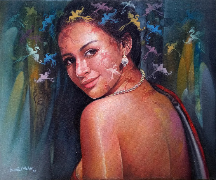 PHOINIX (ART_8889_71726) - Handpainted Art Painting - 20in X 16in