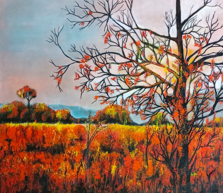 An Evening Of Glory And Joy (ART_6775_71777) - Handpainted Art Painting - 29in X 25in