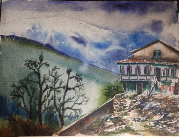 Landscape  (ART_8812_71785) - Handpainted Art Painting - 15in X 11in