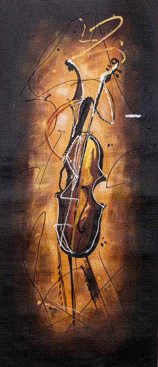 Violin  Abstract (FR_1523_71876) - Handpainted Art Painting - 12in X 34in