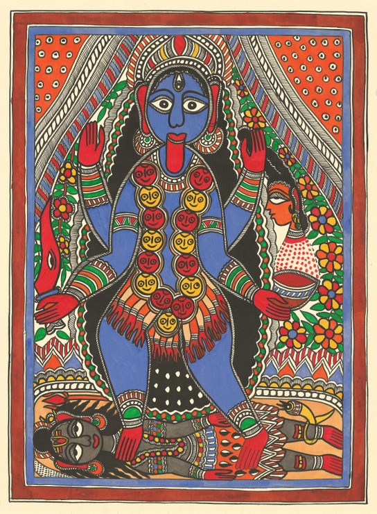 Madhubani Painting-Kali (PRT_8883_71931) - Canvas Art Print - 22in X 30in