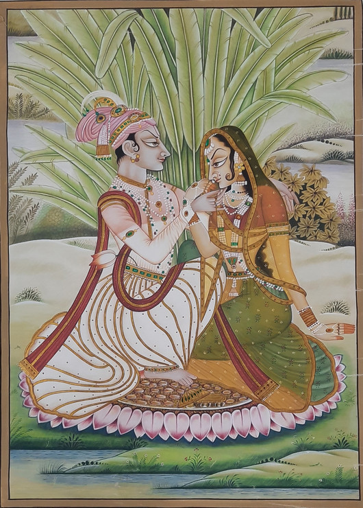 Radha Krishna Painting (ART_8897_72088) - Handpainted Art Painting - 21in X 33in