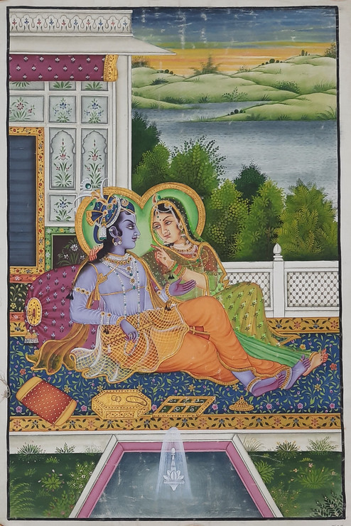 Radha Krishna Painting (ART_8897_72087) - Handpainted Art Painting - 21in X 33in