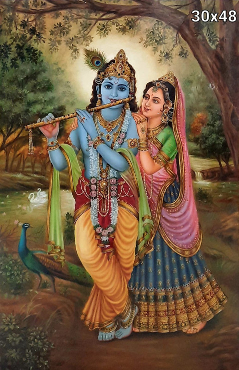 Radha Krishna Painting (ART_8897_72095) - Handpainted Art Painting - 30in X 48in