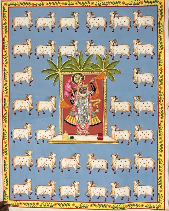 Shrinathji Pichwai Handmade Painting (ART_7555_72200) - Handpainted Art Painting - 24in X 36in