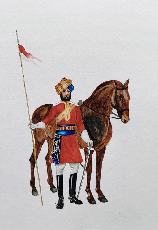 Governor generals bodyguard of British Indian army (ART_4354_72179) - Handpainted Art Painting - 8in X 11in
