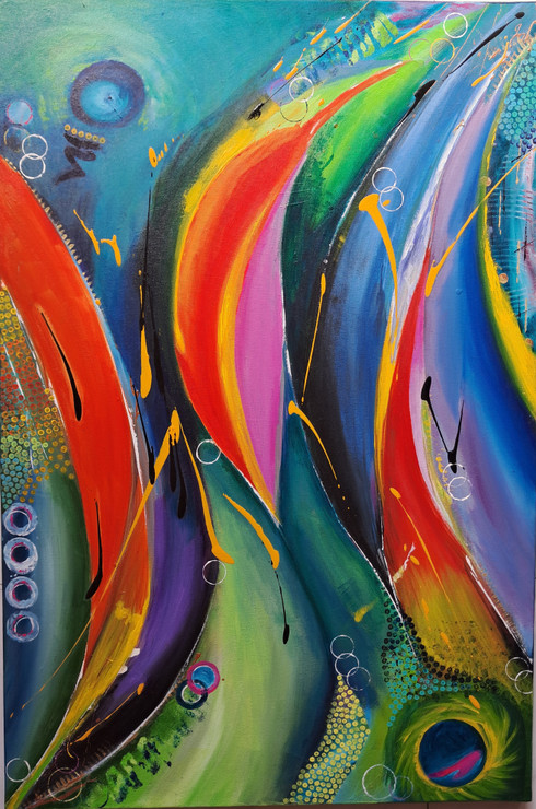 Abstract Evolve1 (ART_1243_72243) - Handpainted Art Painting - 24in X 36in