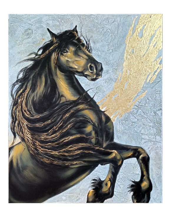 Horse-02 (ART_7946_72228) - Handpainted Art Painting - 24in X 30in