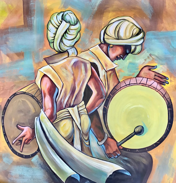 Musician painting  (ART_6706_72273) - Handpainted Art Painting - 34in X 34in