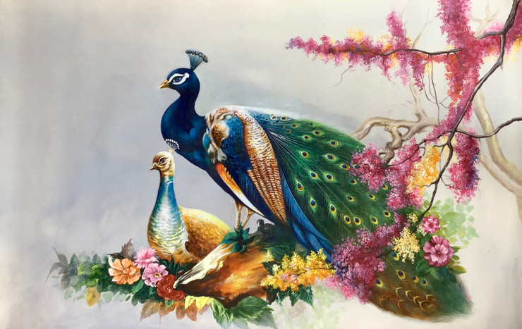 Peacock painting  (ART_6706_72268) - Handpainted Art Painting - 45in X 27in