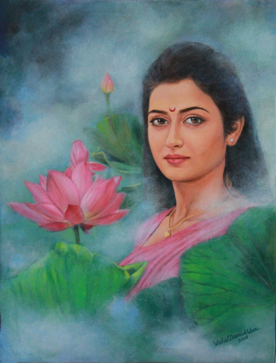 Abhisarika (ART_8902_72277) - Handpainted Art Painting - 18in X 24in