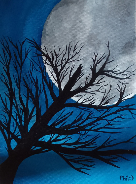 When da night has come  (ART_8860_72437) - Handpainted Art Painting - 8in X 11in