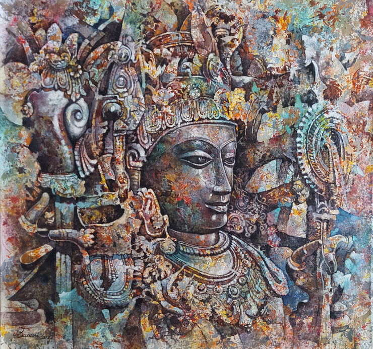 Adinath (ART_8849_72505) - Handpainted Art Painting - 33in X 33in