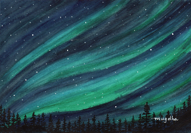 Northern Lights 2 (PRT_8121_72562) - Canvas Art Print - 24in X 16in