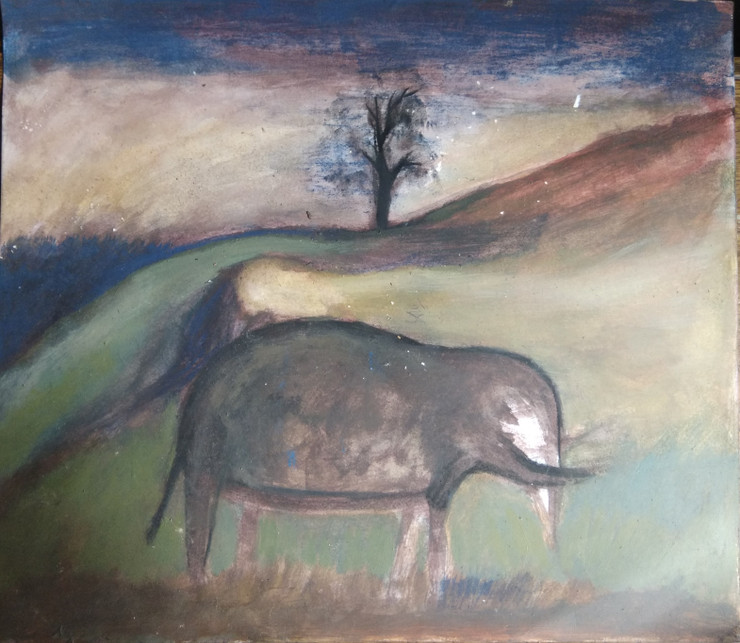 Untitle (ART_8812_72612) - Handpainted Art Painting - 13in X 12in