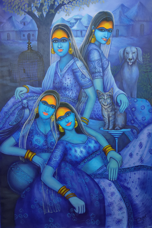 Power Of Women (ART_1522_72527) - Handpainted Art Painting - 36in X 60in