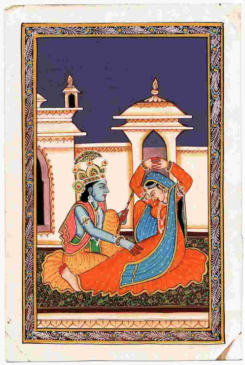 Radha Krishna Love (PRT_8645_72777) - Canvas Art Print - 16in X 24in