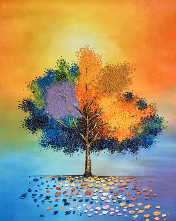 Tree painting  (ART_6706_72775) - Handpainted Art Painting - 20in X 24in