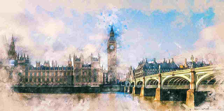 Cityscape West Minster (PRT_8645_72831) - Canvas Art Print - 24in X 12in